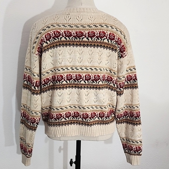 American Vintage Cardigan Cotton Blend Grannycore Floral by BUGC Cream Size L - Picture 11 of 14